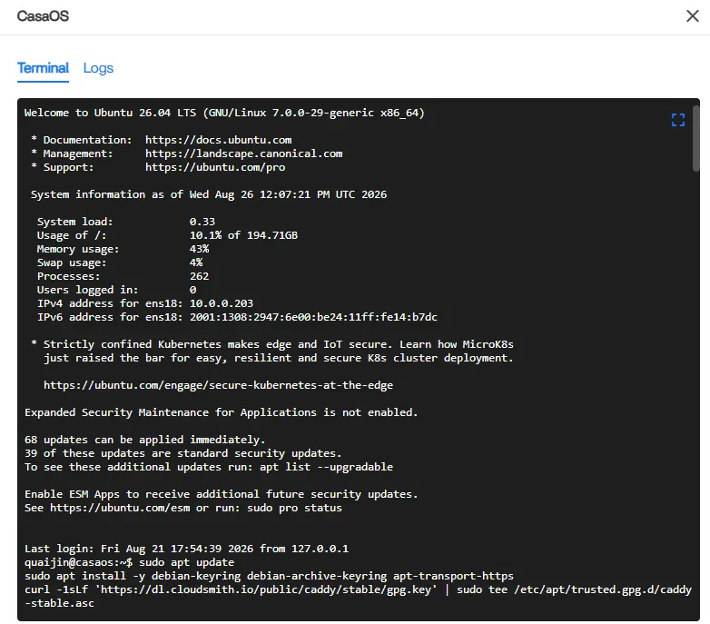 Installing Caddy on Ubuntu Server