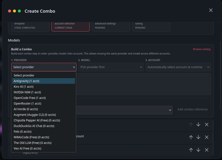 Model selection for combo