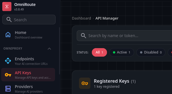 OmniRoute API key generation